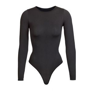 SKIMS Essential Crew Neck Long Sleeve Bodysuit Onyx Size M